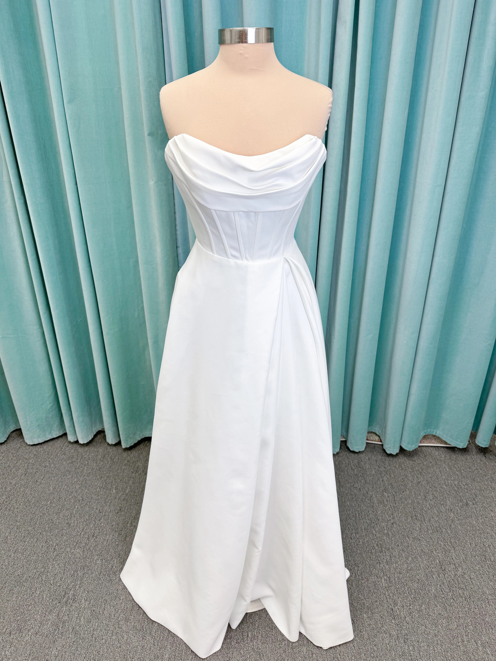 Morilee Style 15054 Pippa Satin A-Line with Cowl Neckline Wedding Dress Sz 6